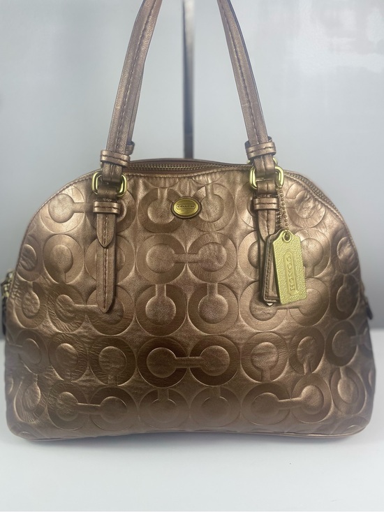 Coach Handbags - Coach Peyton Metallic Op Art Embossed Satchel